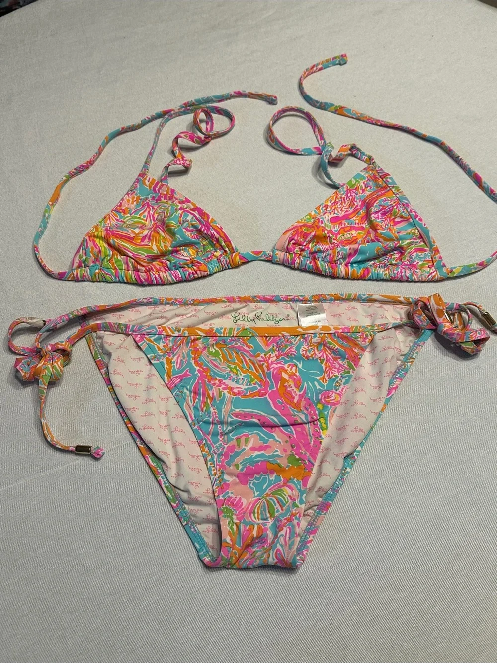 Lilly Pulitzer Splash Dance Multicolor Tropical Print String Bikini